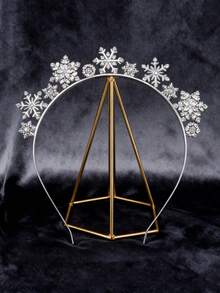 1pc/2pcs Christmas Snowflake Elegant Glass Snowflake Headband, Suitable For All Seasons, Wedding Decoration, Crown Headband, Evening Dress Accessory, Rhindiamond Headpiece - Silver - View 3