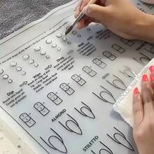 1pc Nail Practice Mat - Reusable, Alcohol-Free Nail Art Training Pad With Nail Design Guide, Perfect For Salon & Home Manicure Practice, Nail Art Training|Durable Nail Pad| Material