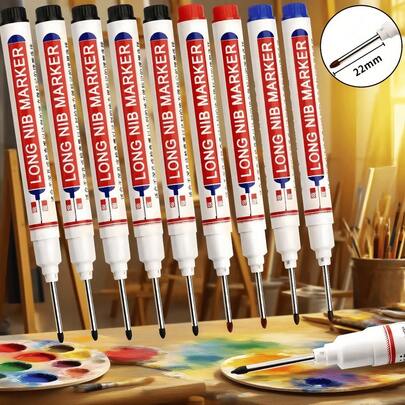 记号笔、细头记号笔、木工铅笔、永久性记号笔、绘图笔、瓷砖安装工地标记笔、浴室安装用深槽油性记号笔、油性长头黑色深槽记号笔（建筑工地用）、深槽防水记号笔、专用数位笔