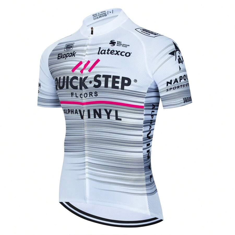 ETIXXL Men'S INEOS Cycling Jersey - Black & Blue, Stretch Short Sleeve Round Neck Zip-Up With Geometric Pattern, Breathable For Summer Outdoor Activities, Casual Sportswear | Sporty Casualwear | Zippered Top White - White - View 1