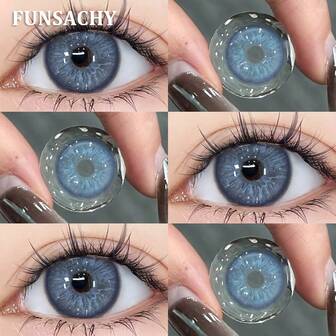 FUNSACHY 2 Pieces Of Gray-Brown Colored Contact Lenses For Eye Makeup, Annual Soft Contact Lenses, Cosmetic Lenses Yearly Use