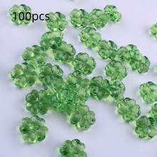 100Pcs Acrylic Green Leaf Beads, Transparent Leaves Beads Charms For Jewelry Making Necklace Earring Spring Plant DIY Crafts