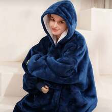 2025 New Wearable Hooded Blanket, Double-Sided Flannel With Pockets, Slouchy Blanket Thick Long Sleeve Jumpsuit Blanket, Soft & Warm, Suitable As Gift For Men And Women - Multicolor - View 1