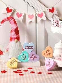 6件套木质心形对话装饰摆件，适用于多层托盘、置物架、壁炉架，情人节装饰 - 独立摆放，XOXO闺蜜节装饰，情人节装饰，情人节之吻装饰，甜蜜拥抱情人节礼物，情人节装饰，糖果心形情人节多层托盘装饰 - 婚礼派对木质心形餐桌装饰 - 彩色 - 查看 5