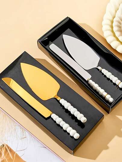 1件套优雅不锈钢蛋糕铲刀，珍珠陶瓷手柄，多功能烘焙披萨铲糕点刮刀，适用于婚礼、生日、派对等场合的蛋糕刀——也是圣诞节、万圣节、感恩节、情人节、毕业典礼等场合的理想厨房用具。