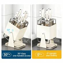 Universal Knife Block Holder Without Knives,Knife Storage With Slots For Scissors And Sharpening Rod, Knife Holder Storage For Countertop, Stainless Kitchen Knife Holder For Easy Clean - Multicolor - View 6