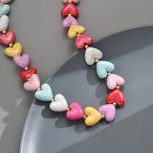 Women'S Cute Heart-Shaped Resin Necklace - Vibrant Candy Colors, Simple & Stylish, Plated, Perfect For Daily Wear & Parties, Versatile Accessory| Playful Accessory| Colorful Necklac Christmas Decorations Christmas Gifts - Nhiều màu - Xem 6