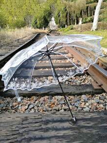 Floral Pattern Transparent Umbrella, Suitable For School, Office, Home, Travel, Back To School Supplies, Umbrella, Suitable For Men And Women, Durable Construction - Multicolor - View 4