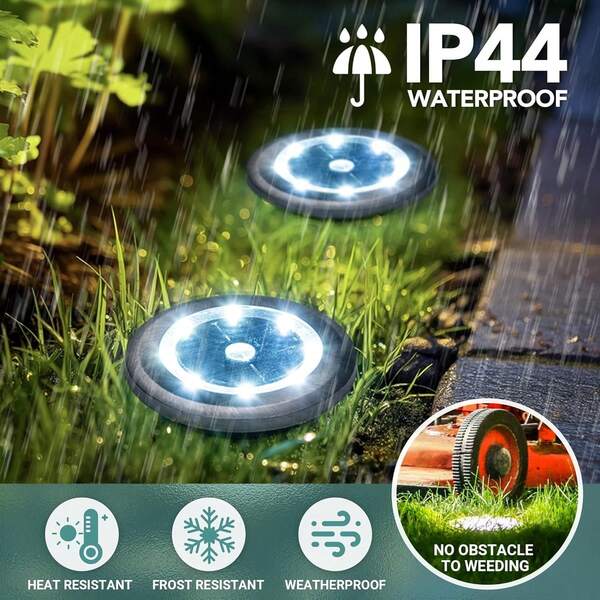 8/10/12pcs Outdoor Solar Lights, Ultrasonic Technology, IP44 Waterproof, Solar Ground Lights, Outdoor Waterproof Corridor Lights, Solar Yard Lights, Landscape Lighting Fixtures For Garden, Yard, Pathway, Patio, Balcony, Sidewalk, Driveway, Stairs, Landscape, Swimming Pool, High Brightness Solar Lawn Lights, Yard Lights, Garden Lights, Villa Lights, Suitable For Lawn, Corridor, Yard, Walkway