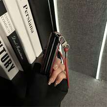 Luxury Burgundy Crocodile Texture 3D Bow Phone Case With Portable Lanyard, Compatible With Samsung Galaxy Z Flip 5/6/Z Flip 6/ZFlip 7, Shockproof Back Cover - 酒紅色 - 查看 8