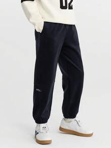 Balabala 儿童男童抓绒运动裤，2025冬季保暖时尚 - 深藍 - 查看 2