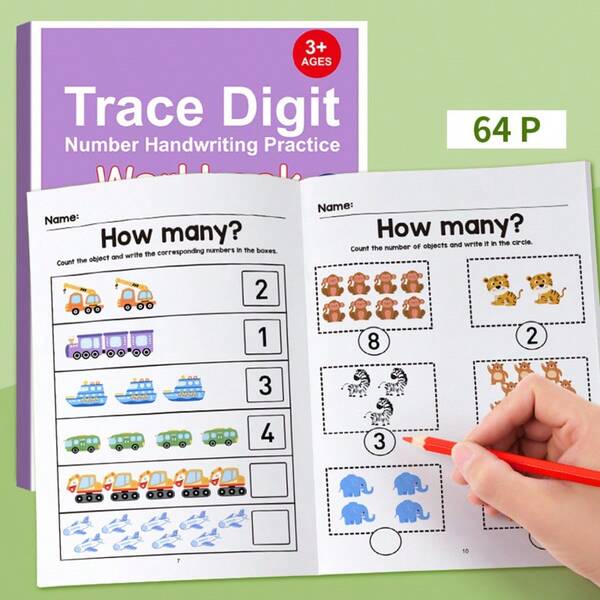 1pc Number Filling Workbook For Toddlers' Logical Thinking Training, Suitable For Children Aged 3-6, Preschool Preparation, Fun Math Exercise Book