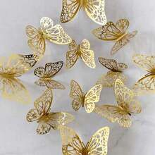 12Pcs/Set 3D Hollow Butterfly Wall Sticker ,Fridge Magnets,Wall Decor & Stickers,Cake Decor Toppers ,Wedding Decor Living Room Home Decor Butterflies Stickers Gender Reveal Party Decor,Wall Decor,Home Decor Living Room,Fridge Magnets & Refrigerator Magnets,Christmas Decorations,,Halloween Decorations,Room Decor Bedroom - 彩色 - 查看 1
