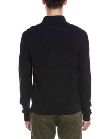 Bruno Magli Textured 1/4-Zip Merino Wool Mock Neck Sweater - Navy - View 3
