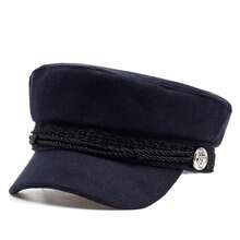 1顶女士白色蕾丝边水手帽，街头时尚贝雷帽，休闲平顶帽，适合秋冬季户外活动、旅行、海滩派对等场合。 - 彩色 - 查看 14