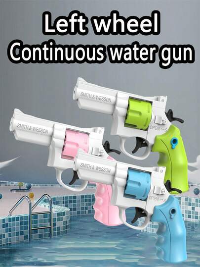 1 st leksaksvattenpistol med vänster hjul, vattenpistol med vänster hjul, vattenpistol med automatisk kabinåterföring, utomhusleksaker för pool, skjutspel för strandpool, vattenpistolpistoler för vuxna, vattenpistol, leksakspistol, julklapp