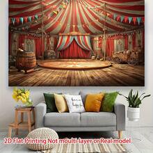 2D 横幅 1 件 马戏团帐篷横幅 - 复古马戏团主题派对装饰，红白条纹，适用于生日、婚礼和嘉年华的马戏团装饰 - 全年适用挂毯，适合家庭、办公室和各种活动 - 耐用涤纶面料，室内/室外均可使用，活动背景布 - 彩色 - 查看 3