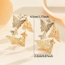 Personalized And Creative Large Circle Butterfly Animal C-Shaped Earrings Fringed Women's Explosive Earrings Earrings - 金色 - 查看 4