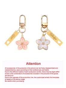 1个定制金属樱花钥匙扣，个性化不锈钢钥匙圈，可刻字，时尚复古，简约独特，秋季新款设计，男女通用，轻巧优雅的樱花造型，带吊牌，适合挂在包包、车钥匙上，情侣及节日礼物之选，精致浪漫