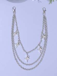 1 قطعة سلسلة بنطلون بتصميم جمجمة بنمط بانك متعدد السلاسل، إكسسوار شارع هيب هوب حاد - فضي - مشاهدة 8