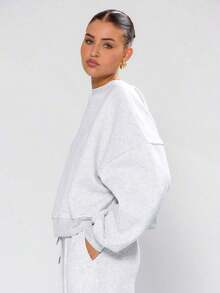 Hoodies For WomenMUSERA Oversized Cropped Sweatshirt Long Sleeve Relaxed Fit Back To School Autumn Winter Cosy Fall Christmas Cute Casual Everyday Capsule Wardrobe Y2K StreetwearLoose And Comfortableed Hardy Clothes Tops - 淺灰色 - 查看 3