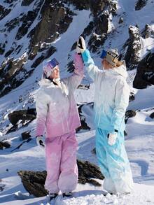 VECTOR MOTION 3层保暖滑雪裤，男女通用，宽松版型，防风，防水，耐磨，透气，适用于单板/双板滑雪 - 淺粉色 - 查看 1