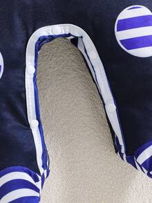 1pc Infant Boys' Lion Print Navy Blue Striped Cute Elegant Minimalist Long Sleeve Footed Jumpsuit, All Season - Navy Blue - View 6