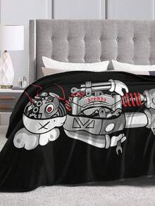 Kawss Kawaii Kaw Blanket Premium Anime Throw Blanket - Ultra Soft Flannel, Cartoon Print, Ideal Gift For Fans For Christmas & Birthday, For Sofa, Bed, Camping & Travel - màu đen - Xem 6