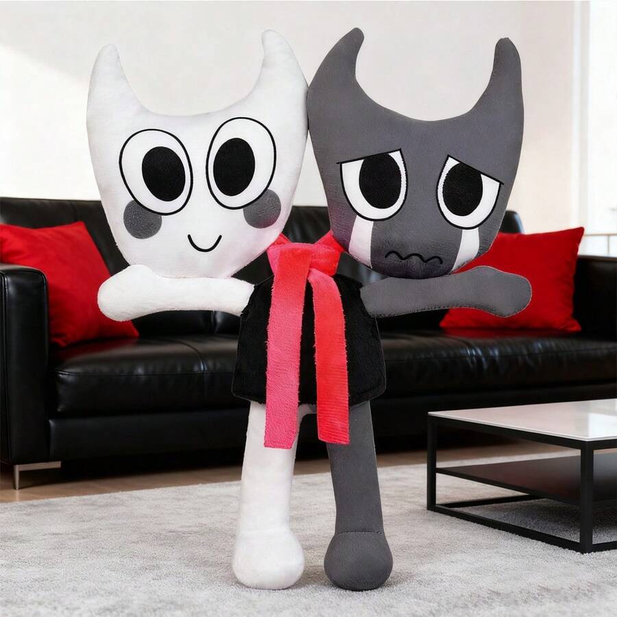 Dandy's World Designer Collaboration Plush Doll - Artistic Collection Level Doll Set, Christmas Party Decoration/Thanksgiving Warm Gift, High Quality Suede Material With Abstract Design,  Youth Social Sharing Item - Màu Xám nhạt - Xem 1