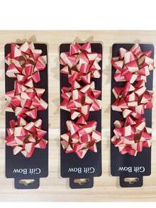 3pcs/Set 3-Inch Kraft Paper Gift Wrapping Supplies, 3D Star Curling Ribbon, Minimalist Red Striped Self-Adhesive Bow, Suitable For Christmas Gift Wrapping - Red - View 7