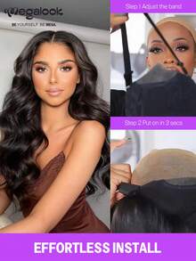 Megalook Lace Front Wig, 6x5 Inches Wavy Lace Wig, Transparent Lace, Pre-Cut & Pre-Bleached, Tiny Knots Lace Closure, Natural Looking Hair Wig