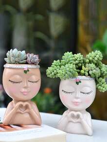 Makeup Brush Storage Box, Heart-Shaped Succulent Planter Pot Home Decoration, Cute Girl Design Pen Holder, Multi-Functional Plastic Vase-Style Makeup Brush Storage Box, Living Room And Office Desk Decoration Bag, Room Decoration, Cosmetic Storage, Dressing Table Accessories, Makeup Bag, Makeup Pouch, Jewelry Box, Storage Bag, Makeup Brush Storage Box, Brush Holder, Perfume Storage Box, Storage Bag. - 彩色 - 查看 3