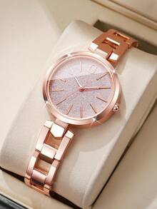 1pc Women's Fashion Casual Glitter Scale Dial Classic Quartz Wrist Watch, No Watch Box Included