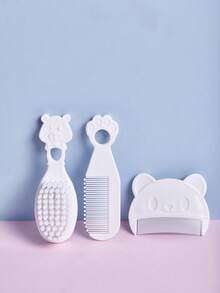 3件套婴儿梳子和刷子套装，适合新生儿和幼儿，温和护理头发，便携式婴儿护理套装，柔软按摩头皮梳子 - 彩色 - 查看 19