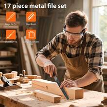Huini 17PCS Metal File Set Metal Filler For Steel, 12 Needle Files With Storage Bag, Steel Brush, Wood Files With Handle For Woodworking, Metalworking - Orange - View 4