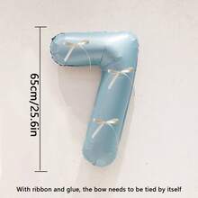 4pcs/Set 32-Inch Blue Digital Balloon Decorations, Featuring White Bows As Embellishments. Suitable For Birthday Party Decorations, Home Party Setup, And Various Festival Celebration Decorations - Blue - View 16