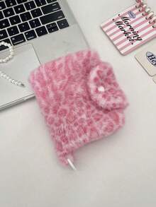 1pc Fashionable Leopard Print Coin Purse, Soft Plush Multi-Functional Foldable Coin Pouch, Cute Bluetooth Earphone Storage Bag, Multi-Pocket Pink Leopard Pattern Card Holder Wallet, Women/Girls - Multicolor - View 8