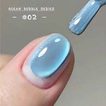MIANEL 12ml 新年蓝色海洋泡泡玻璃珠猫眼指甲油凝胶，2026新款冰晶透明亮泽凝胶指甲油，冬季美甲护理产品 - 彩色 - 查看 4