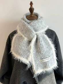 1条时尚鸡蛋围巾，女士柔软蜡毛针织保暖加厚围巾，适合学生冬季搭配连衣裙