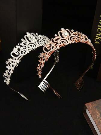 1 pieza Corona de cristal nupcial con estilo exótico, accesorio para el cabello con elegante vibra forestal, nueva moda europea y americana para el escenario y fiestas