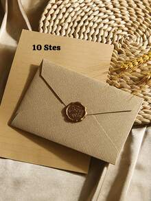 3pcs Luxury Linen Envelope & Letter Set With Wax Seal - Ideal For DIY Gifts, Wedding Invitations And Office Use