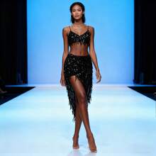 1PC Mesh Women's Belly Dancing Hip Scarf 10 Layers Dancing Belt Colorful Sequins Waist Chain Belly Dance Hip Scarf Belt For Dancers - Black - View 10