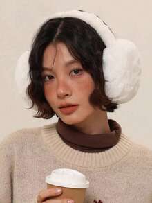 1pc Winter Ear Muffs, Faux Fur Lining, Warm Foldable Ear Warmers, Windproof Collapsible Ear Covers, Winter Accessory