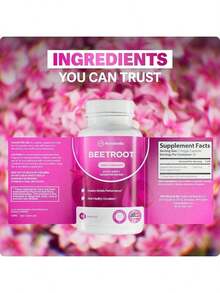 Rosabella Organic Beet Root Capsules – 1300mg Beetroot Powder Natural Energy & Endurance Support, Non-GMO, Lab-Tested Beet Supplement - 120 Capsules, 60-Day Supply - 60 片(1 包) - 查看 2