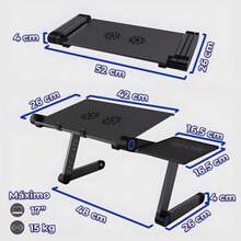 ELE-GATE Ergonomic Reclining Laptop Desk: 2 Fans, Mouse Pad - 黑色 - 查看 2