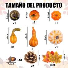 Calabazas Decorativas de Halloween, 50 Piezas Decoracin de Otoo con Pias y Hoja Arce, Calabaza Decorativa Artificiales para Halloween, Accin de Gracias, Decoracin de Hogar y Fiestas - inicial - Ver 3