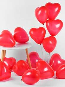 10/30/50pcs Red Heart Shaped Latex Balloons, Suitable For Valentine's Day, Proposal, Wedding Party, Bridal Shower, Bachelorette Party, Birthday, Anniversary, Red Theme Event Decoration, Photography Props, Valentine's Day Gift - Red - View 3