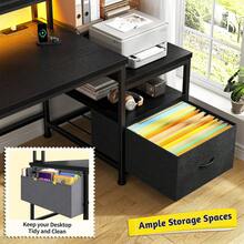 Dual Monitor Computer Desk With Drawers And Printer Space Home Office Gaming Desk With RGB Lighting & Power Charging Station, 20"D*57"W*36" For Dorm/Home - 查看 4