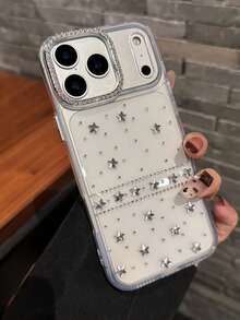 Ốp lưng điện thoại bằng silicon mềm trong suốt dễ thương đính nơ ngọc trai 3D sang trọng tương thích với iPhone 17 Pro Max Air 16 15 14 13 12 11 Pro Max MiNi XR X XS Max 7 8 Plus - Ngôi sao kim cương - Xem 4