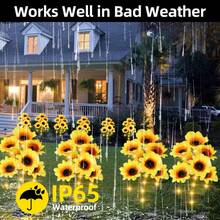 2 Pcs LED Solar Sunflowers With 7 Flowers Outdoor Garden Waterproof Light Christmas Fairy Lamp For Balcony Courtyard Shopping Mall Party Street Use